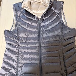 shiny metallic silver BERNARDO puffy vest